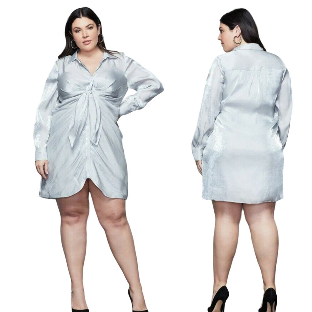 GOOD AMERICAN After Party Mini Dress Silver Gray 6 fits 3XL NWOT